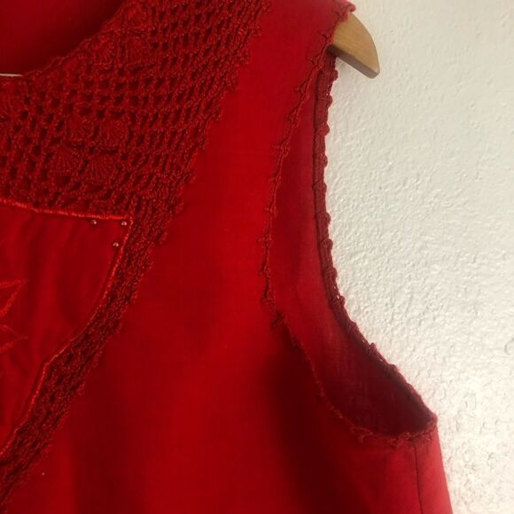 J.M Pink Red Sleeveless Crochet detail Blouse size  2X - Picture 4 of 8